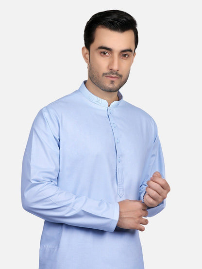 Edenrobe - Men's Sky Blue Kurta Shalwar - EMTKS18S-40616