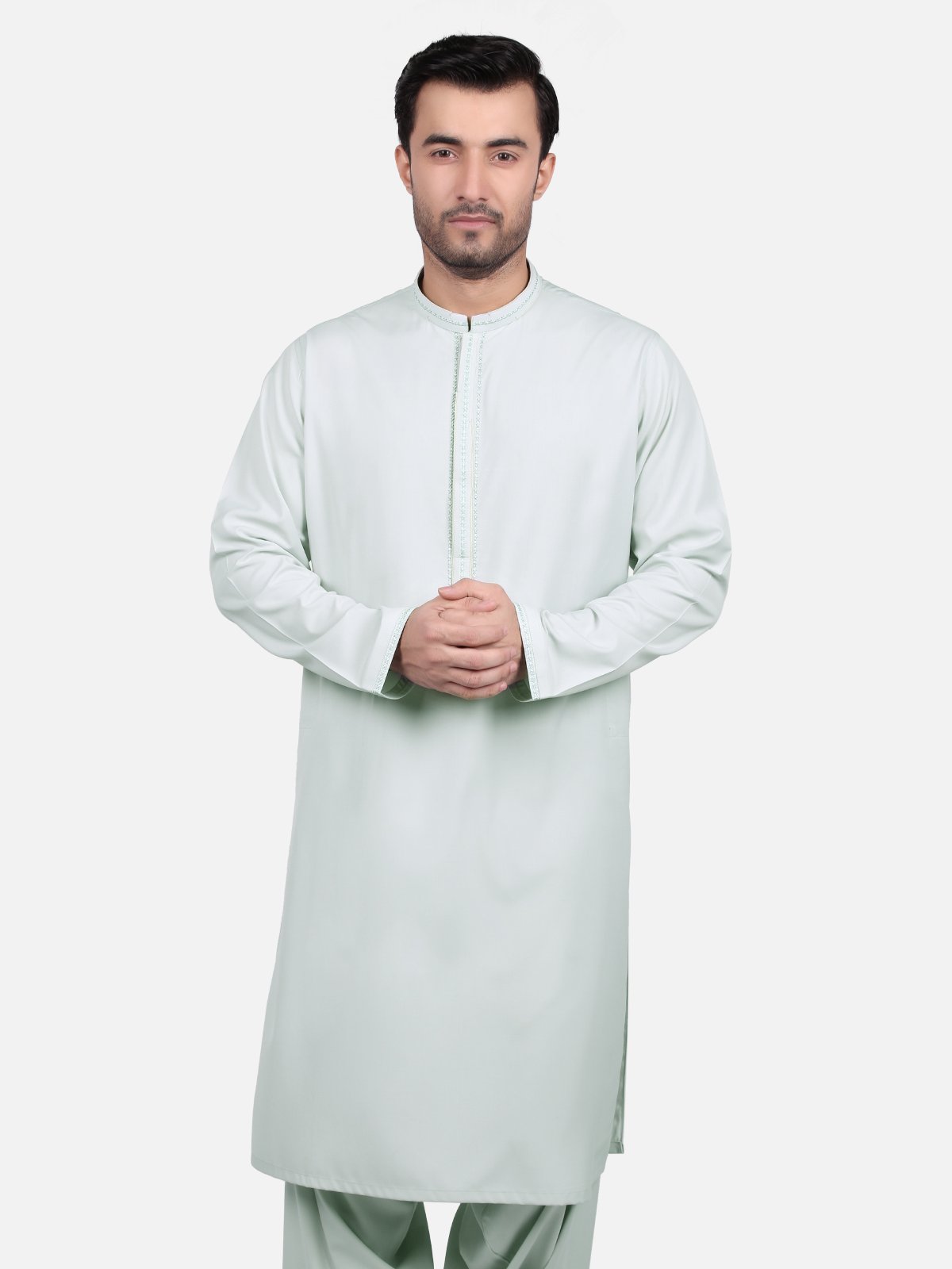 Edenrobe - Men's Ice Green Kurta Shalwar - EMTKS18S-40628