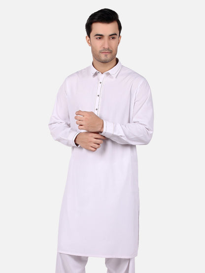 Edenrobe - Men's White Kurta Shalwar - EMTKS18S-40638