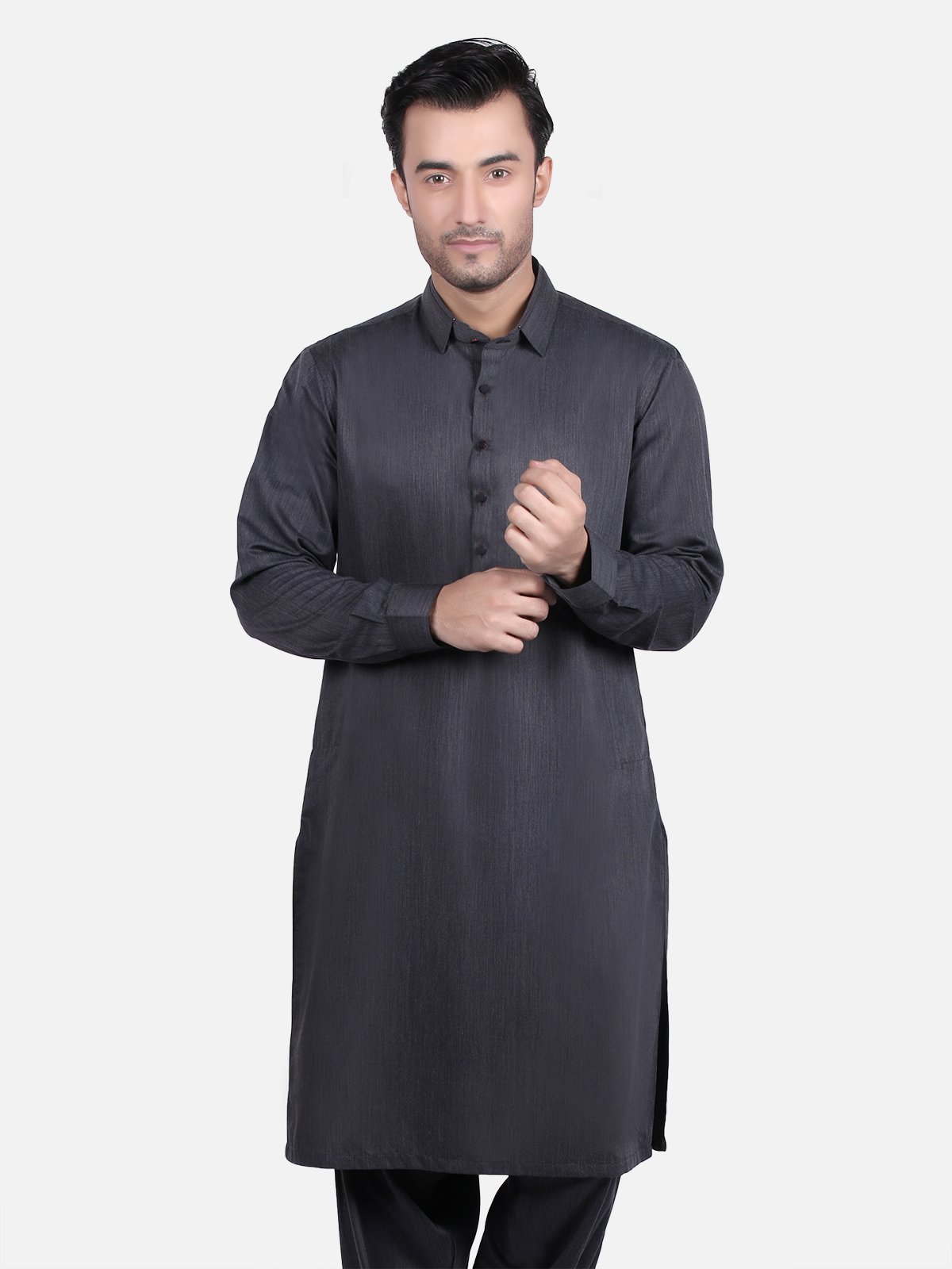 Edenrobe - Men's Charcoal Kurta Shalwar - EMTKS18W-40669