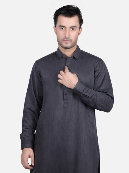 Edenrobe - Men's Charcoal Kurta Shalwar - EMTKS18W-40669