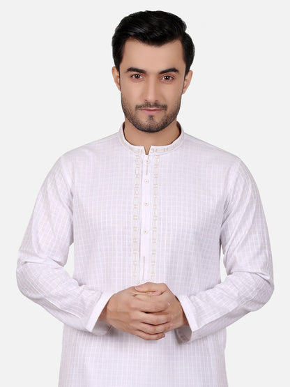 Edenrobe - Men's White Kurta - EMTK18S-9634