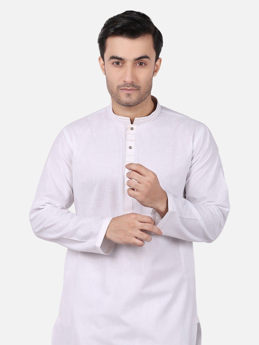 Edenrobe - Men's White Kurta - EMTK18S-9639