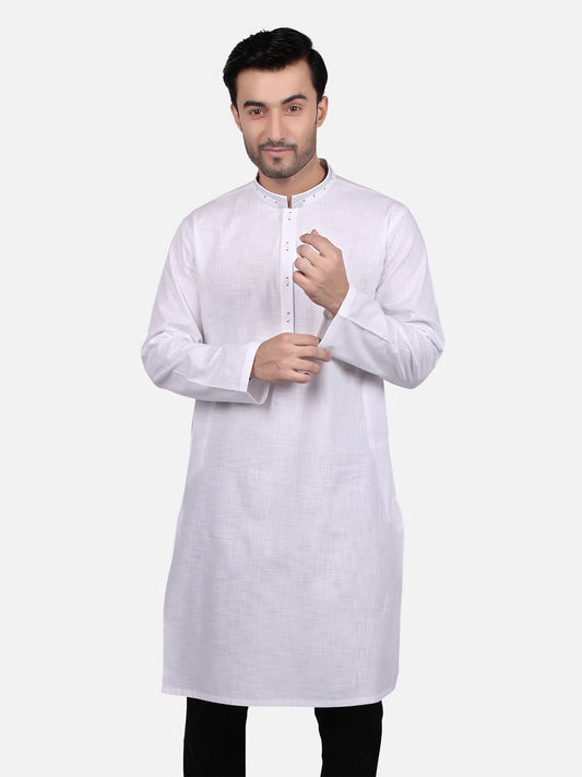 Edenrobe - Men's White Kurta - EMTK18S-9681