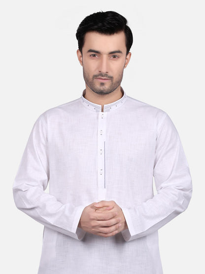 Edenrobe - Men's White Kurta - EMTK18S-9681