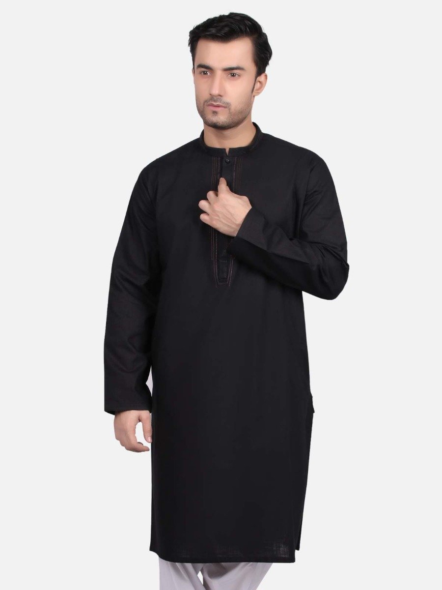 Edenrobe - Men's Black Kurta - EMTK18W-9676
