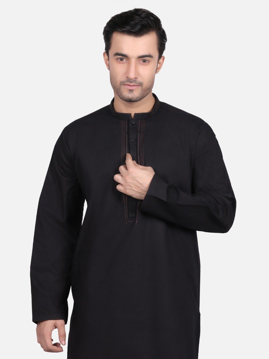 Edenrobe - Men's Black Kurta - EMTK18W-9676