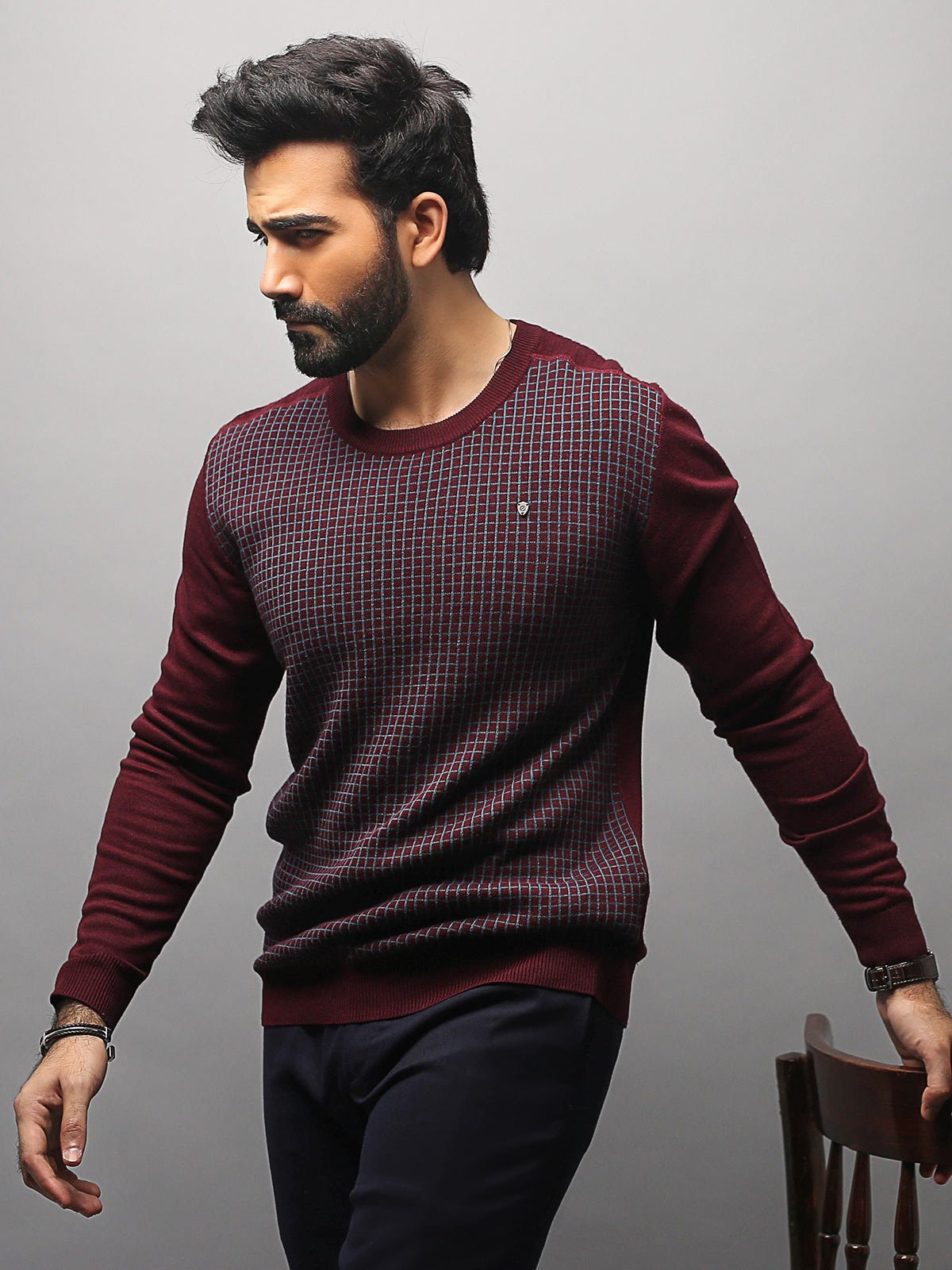 Edenrobe - Men's Maroon SweatShirt - EMTSS18-005