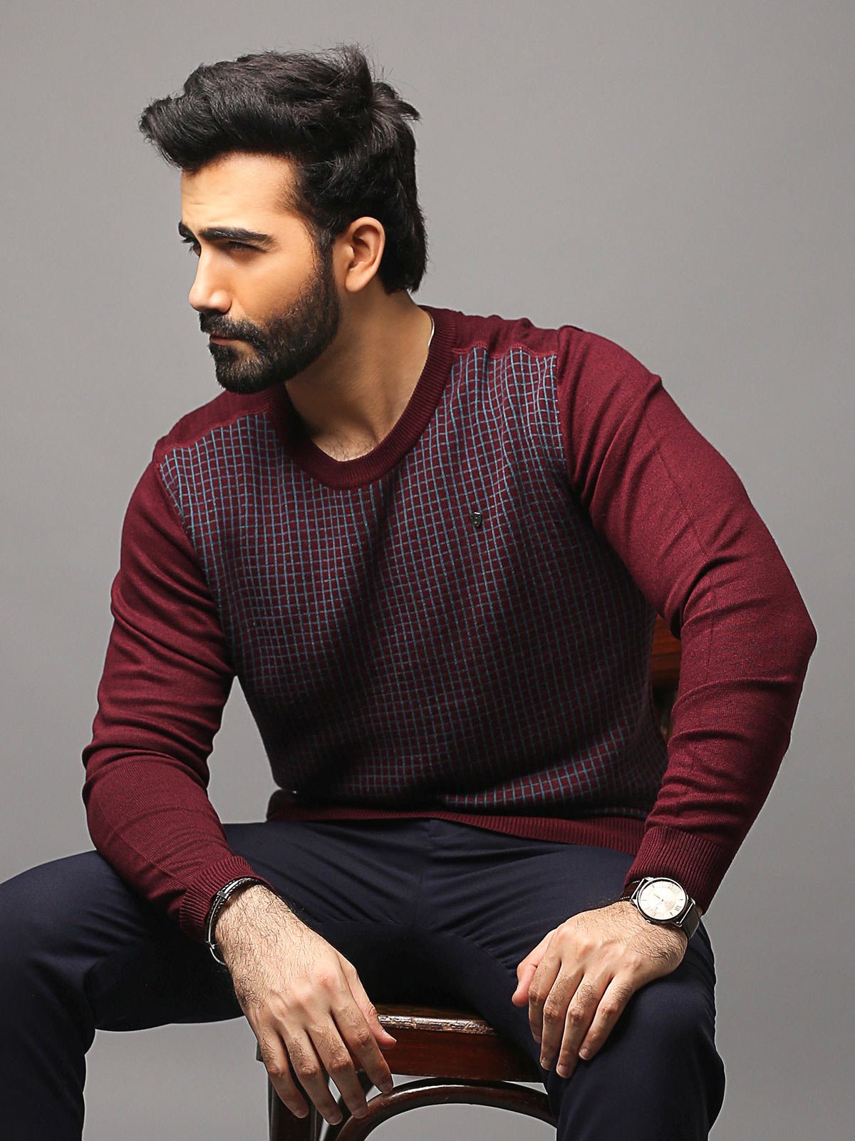 Edenrobe - Men's Maroon SweatShirt - EMTSS18-005