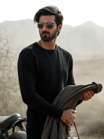 Edenrobe - Men's Black SweatShirt - EMTSS18-013