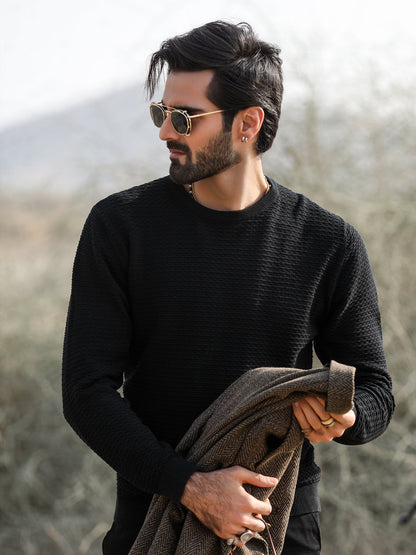 Edenrobe - Men's Black SweatShirt - EMTSS18-013