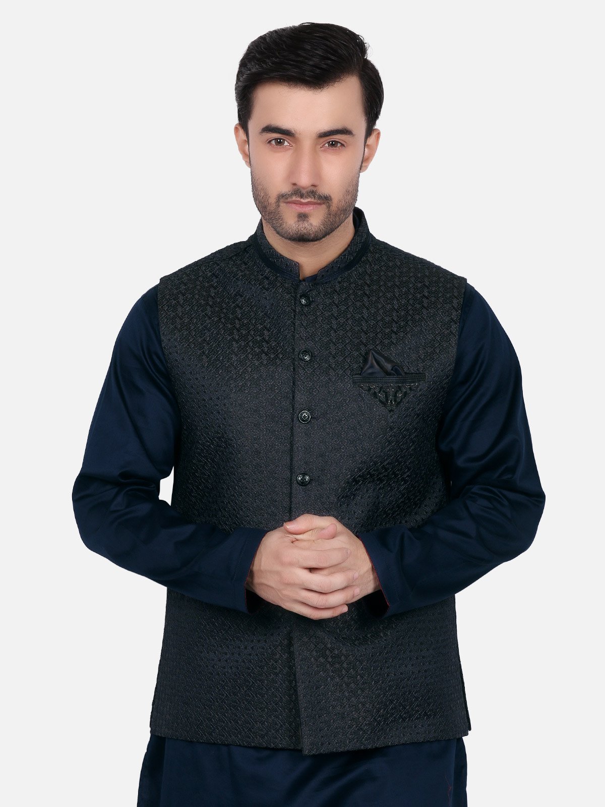 Edenrobe - Men's Dark Grey Waist Coat Ceremonial - EMTWCC18-019