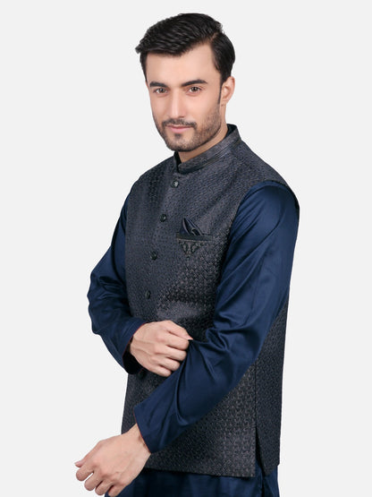 Edenrobe - Men's Dark Grey Waist Coat Ceremonial - EMTWCC18-019