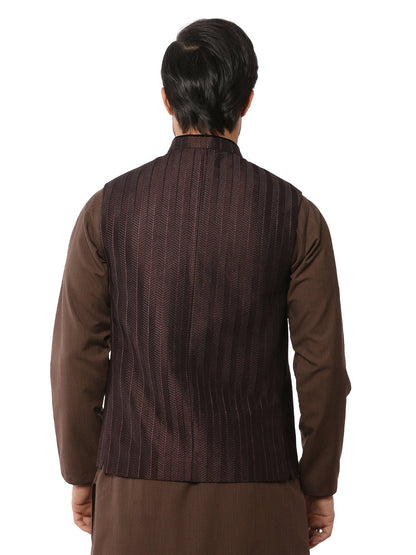 Edenrobe - Men's Dark Brown Waist Coat Ceremonial - EMTWCC18-020