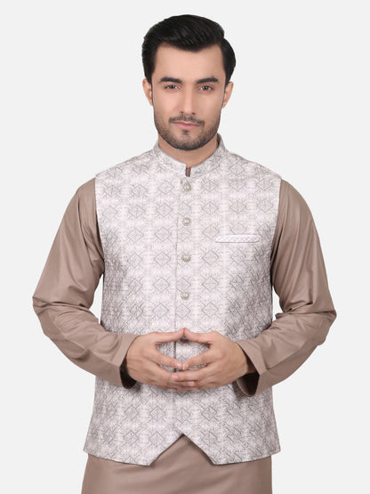 Edenrobe - Men's Grey Waist Coat Ceremonial - EMTWCC18-023