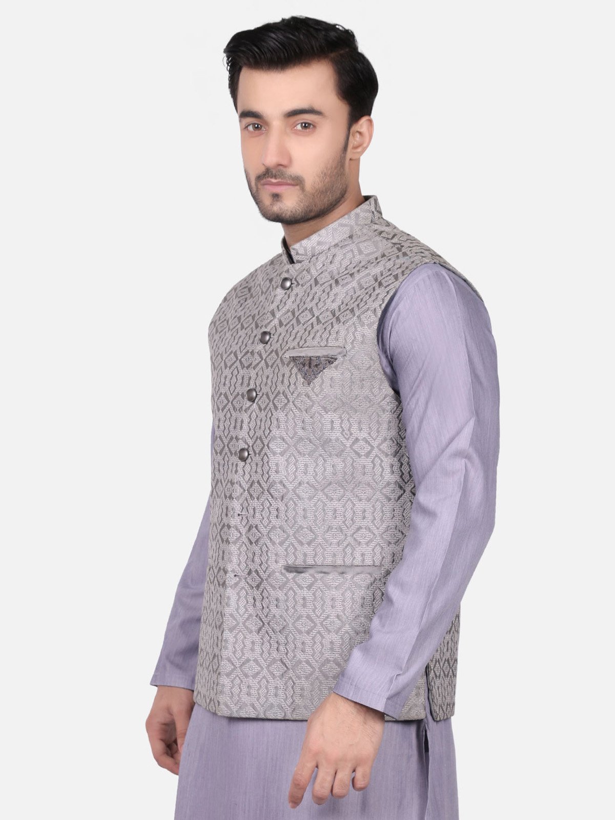 Edenrobe - Men's Grey Waist Coat Ceremonial - EMTWCC18-033