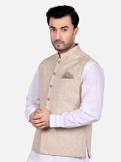 Edenrobe - Men's Cream Waist Coat Ceremonial - EMTWCC18-040