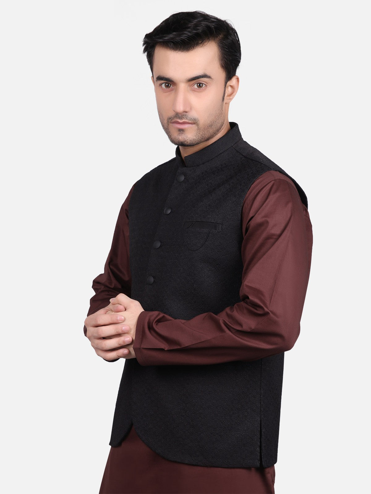 Edenrobe - Men's Black Waist Coat Ceremonial - EMTWCC18-050