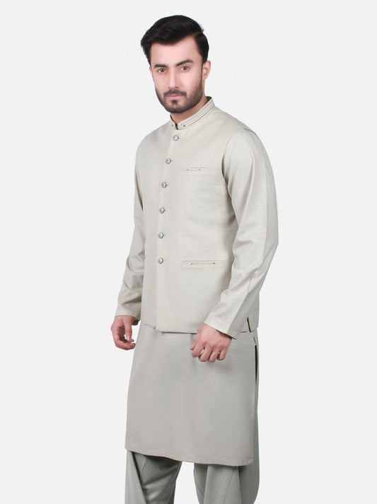 Edenrobe - Men's Beige Waist Coat Suit - EMTWCS18-9722