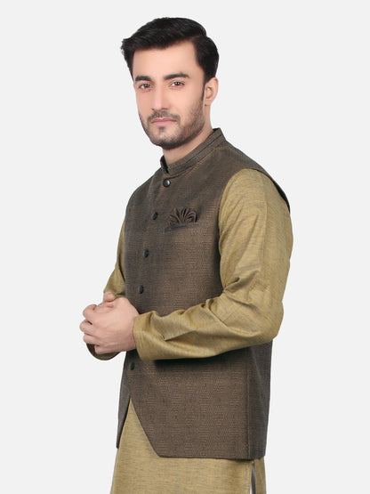 Edenrobe - Men's Mehndi Waist Coat - EMTWC18-35628