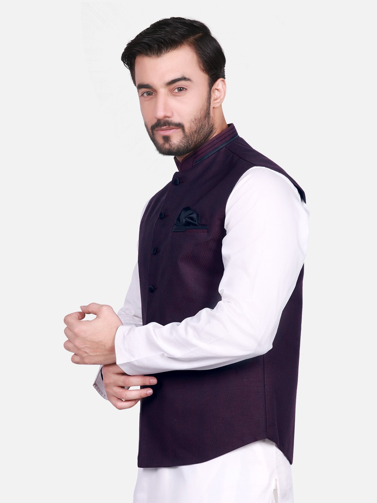 Edenrobe - Men's Dark Purple Waist Coat - EMTWC18-35630