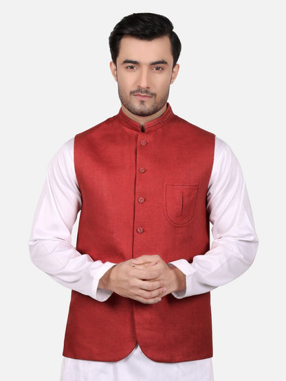 Edenrobe - Men's Rust Waist Coat - EMTWC18-35638