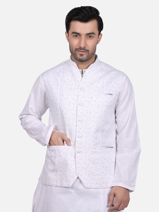 Edenrobe - Men's White Waist Coat - EMTWC18-35646