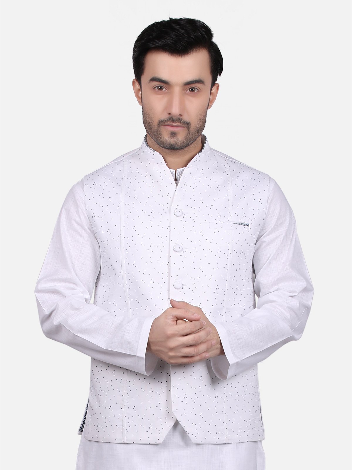 Edenrobe - Men's White Waist Coat - EMTWC18-35646