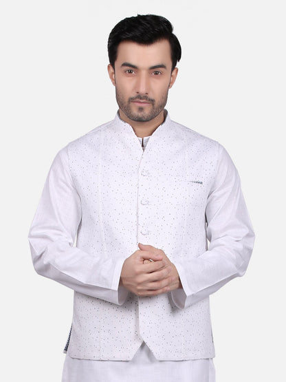 Edenrobe - Men's White Waist Coat - EMTWC18-35646