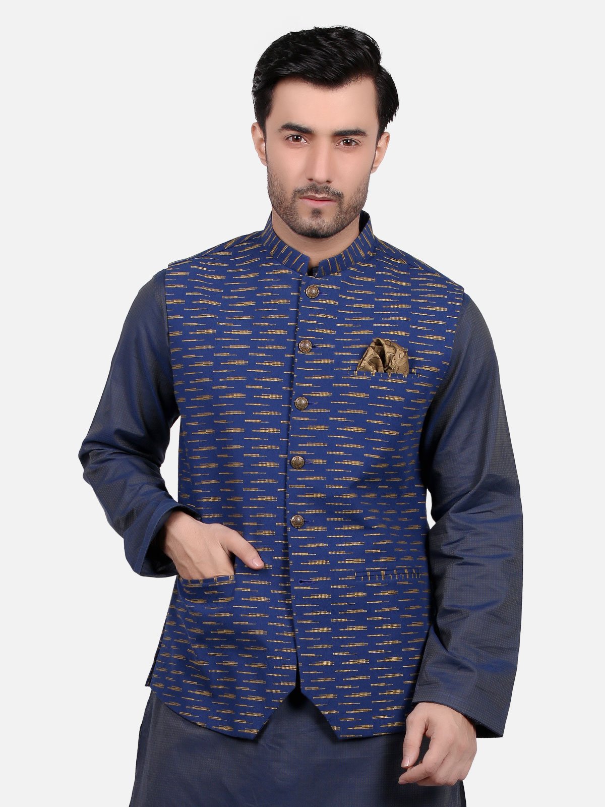 Edenrobe - Men's Blue Waist Coat - EMTWC18-35655