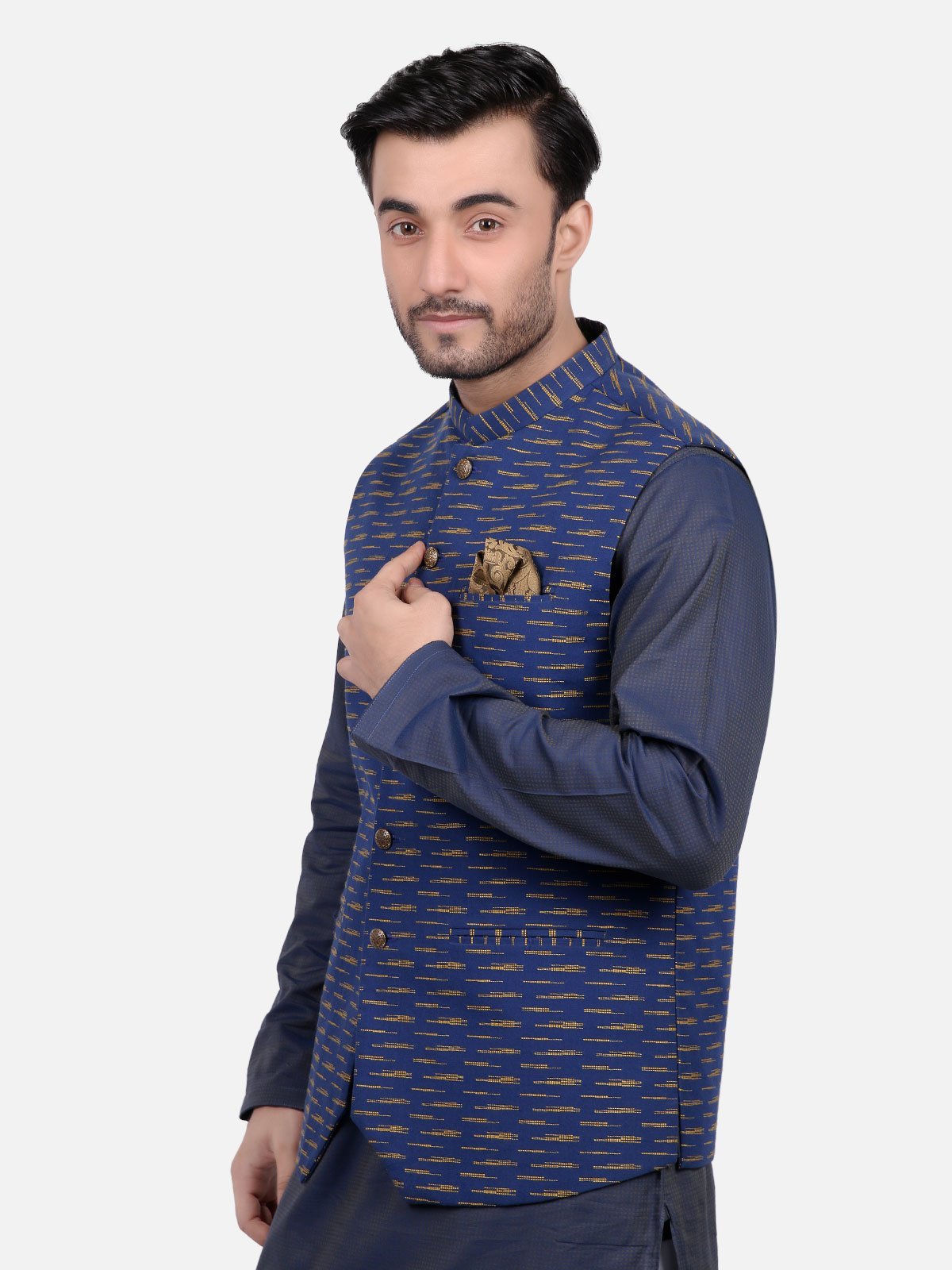 Edenrobe - Men's Blue Waist Coat - EMTWC18-35655