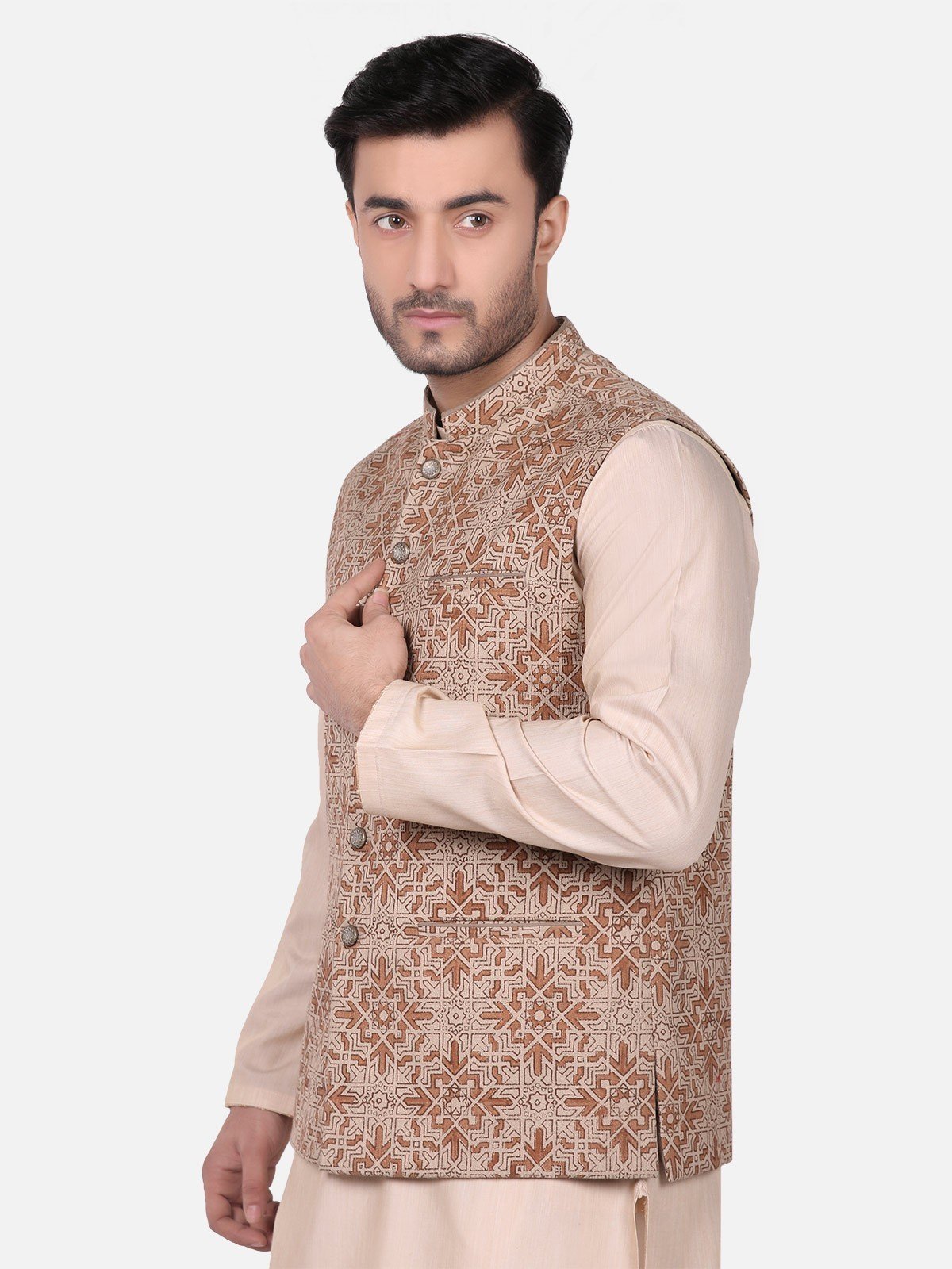 Edenrobe - Men's Light Brown Waist Coat - EMTWC18-35664