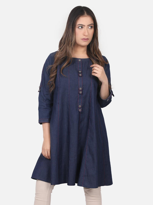 Edenrobe - Pret 1Pc Printed Denim Shirt - ELTK18-66332