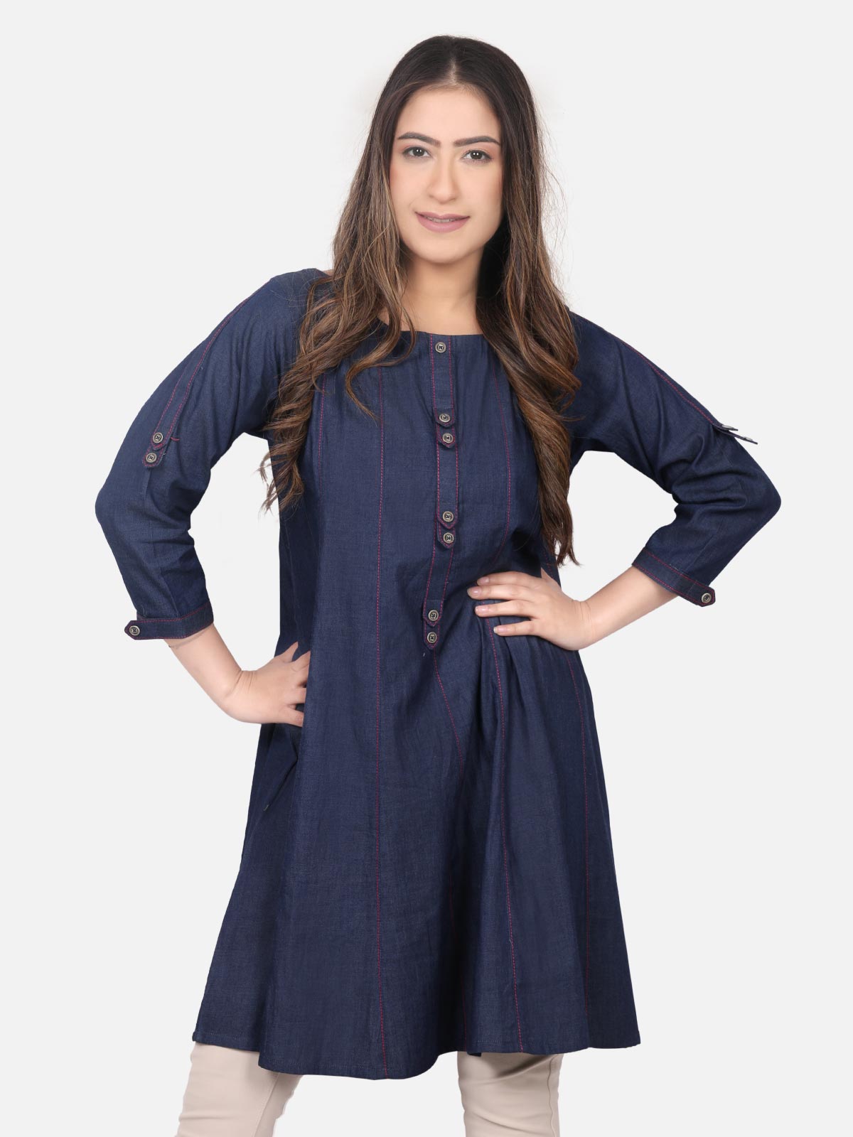 Edenrobe - Pret 1Pc Printed Denim Shirt - ELTK18-66332