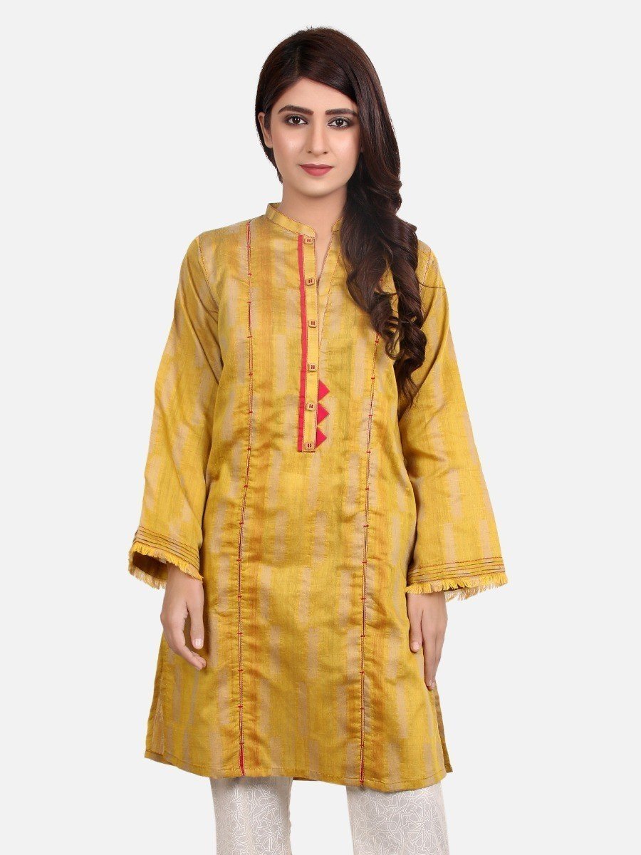 Edenrobe - Pret 1Pc Printed Golden Shirt - ELTK18-66473
