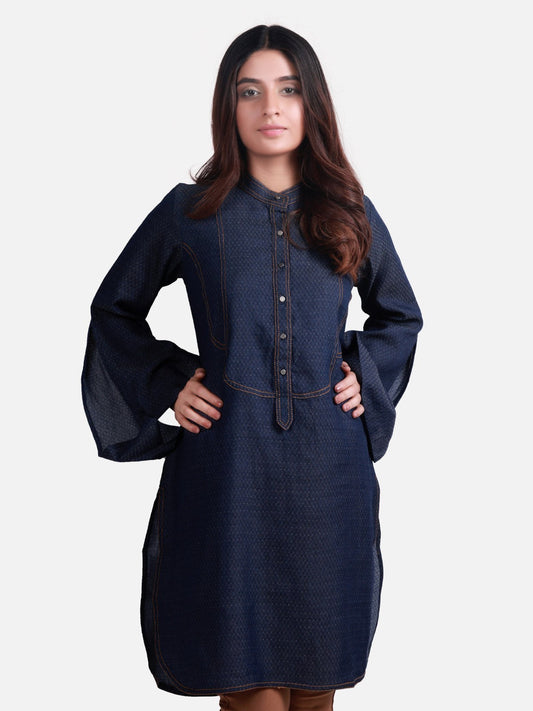 Edenrobe - Pret 1Pc Printed Denim Shirt - ELTK18-66615