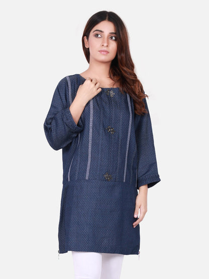 Edenrobe - Pret 1Pc Printed Denim Shirt - ELTK18-66620
