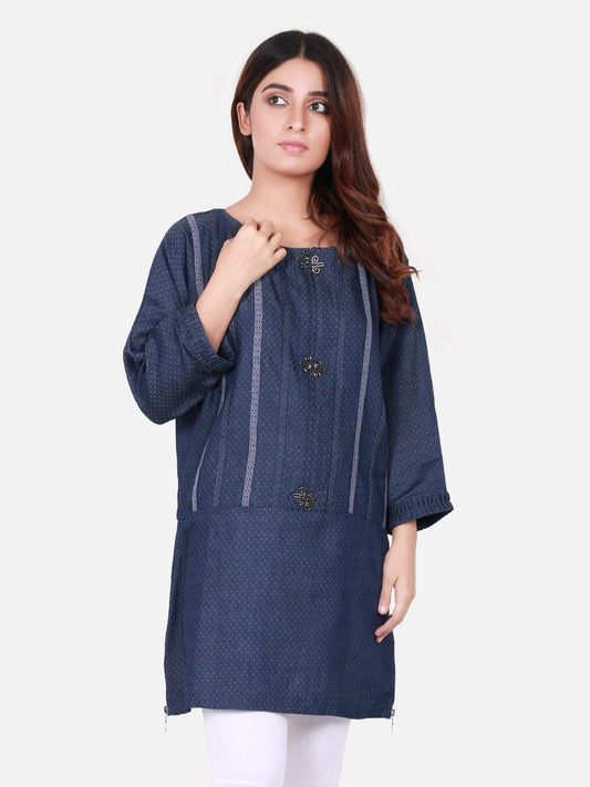 Edenrobe - Pret 1Pc Printed Denim Shirt - ELTK18-66620