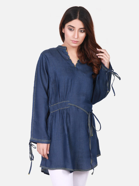 Edenrobe - Pret 1Pc Printed Denim Shirt - ELTK18-66642