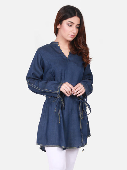 Edenrobe - Pret 1Pc Printed Denim Shirt - ELTK18-66642