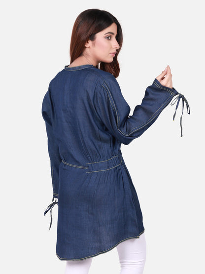 Edenrobe - Pret 1Pc Printed Denim Shirt - ELTK18-66642