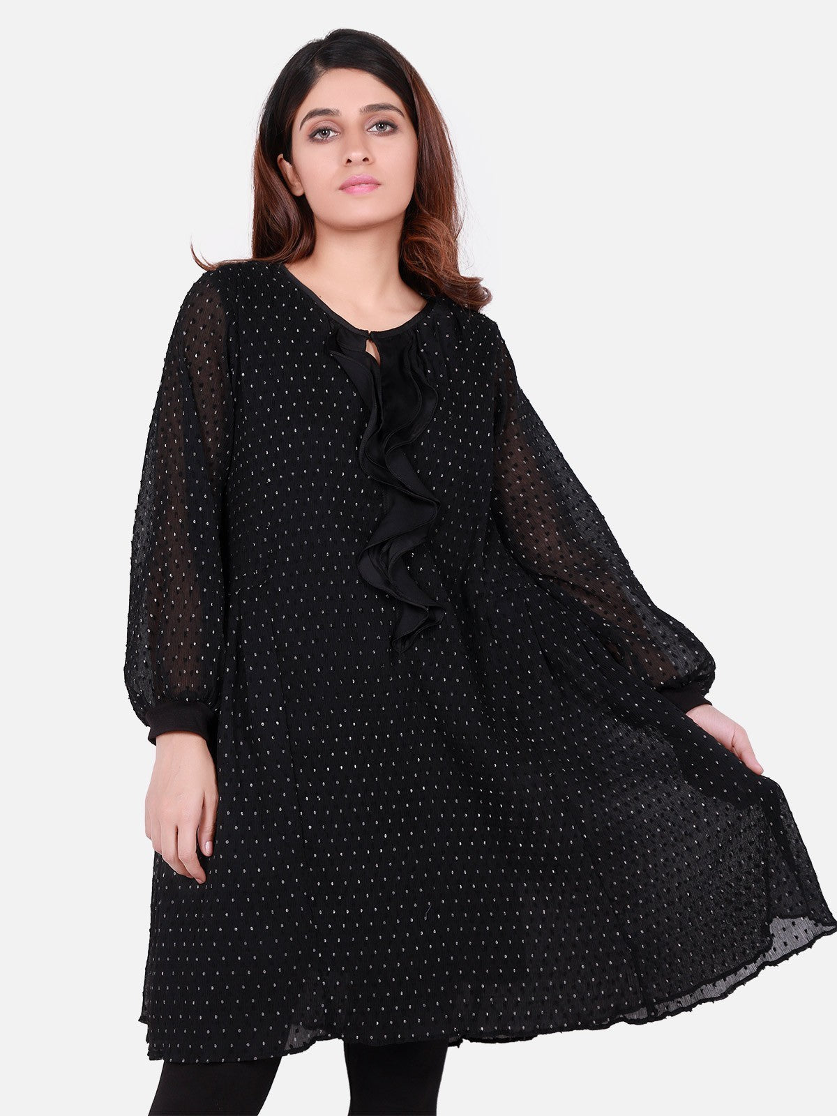 Edenrobe - Pret 1Pc Printed Black Shirt - ELTK18-66693