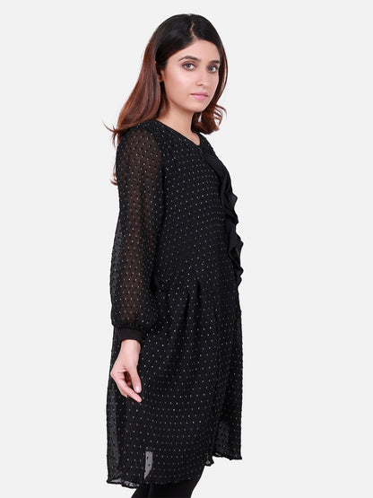 Edenrobe - Pret 1Pc Printed Black Shirt - ELTK18-66693