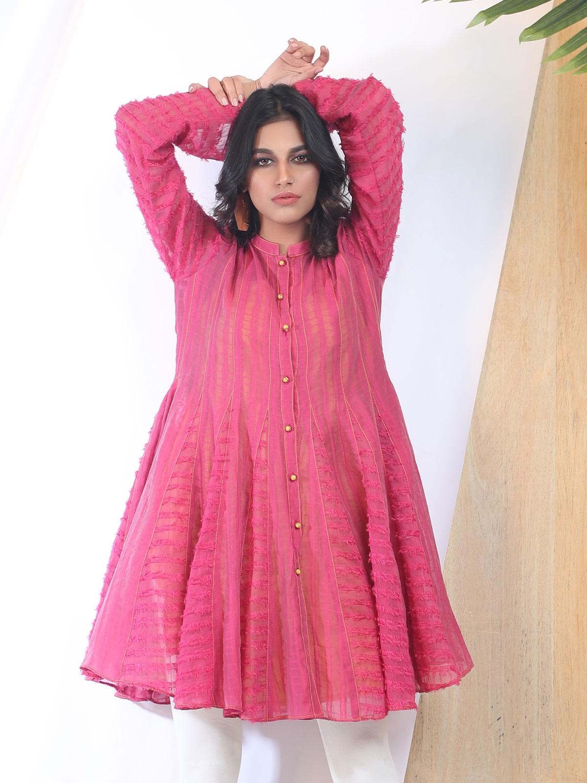 Edenrobe - Pret 1Pc Printed Pink Shirt - ELTK18-66697