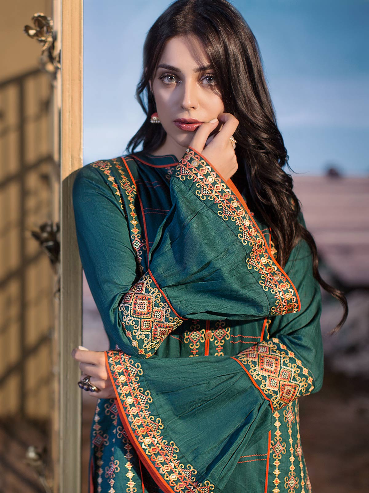 Edenrobe - Pret 1Pc Embroidered Jacquard Shirt - ELTKE18-66343