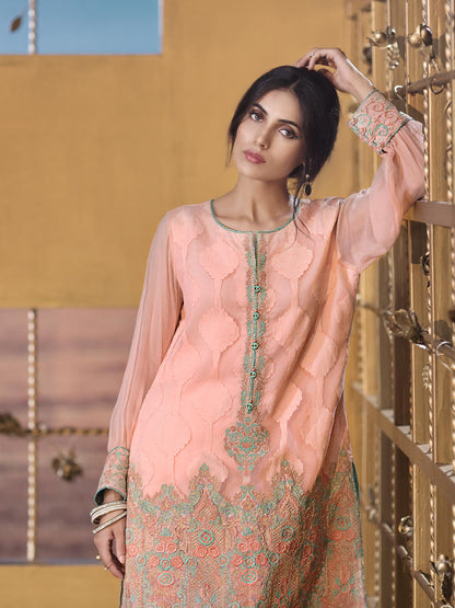 Edenrobe - Pret 2Pc Embroidered Silk Shirt Trouser - ELTKE18-66345 (2-PCS)
