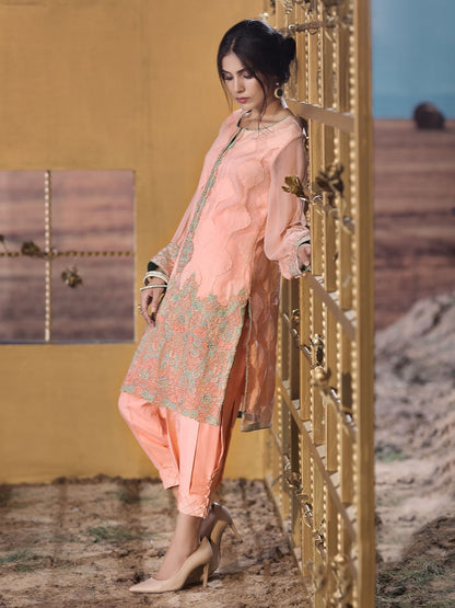 Edenrobe - Pret 2Pc Embroidered Silk Shirt Trouser - ELTKE18-66345 (2-PCS)
