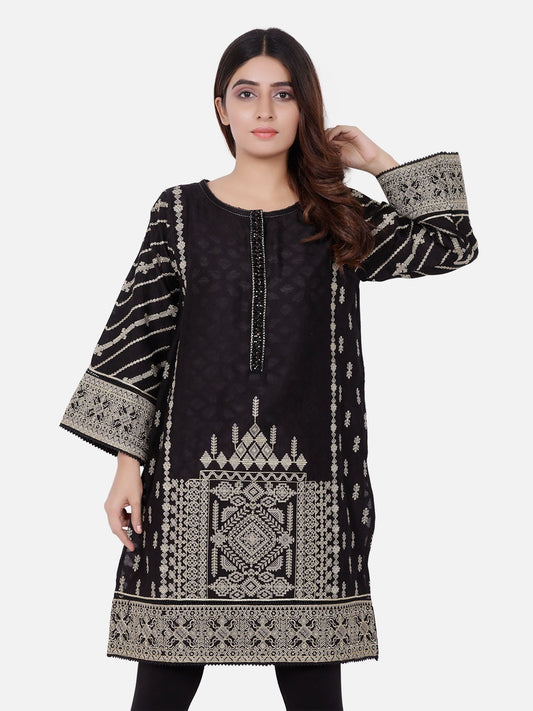 Edenrobe - Pret 1Pc Embroidered Black Shirt - ELTKE18-66355
