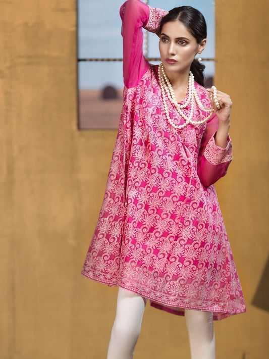 Edenrobe - Pret 1Pc Embroidered Pink Shirt - ELTKE18-66426