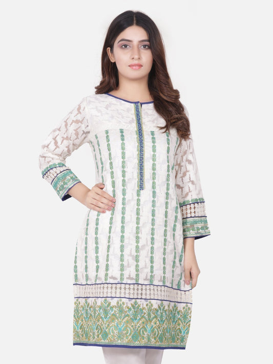 Edenrobe - Pret 1Pc Embroidered White Shirt - ELTKE18-66522